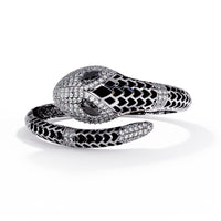 Onyx black enamel serpent colorstone wrap bangle front view