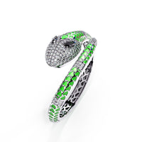 Green enamel serpent colorstone wrap bangle side view