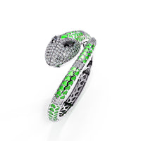 Green enamel serpent colorstone wrap bangle alternate side view