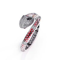 Ruby red enamel serpent colorstone wrap bangle side view