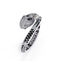 Onyx black enamel serpent colorstone wrap bangle side view