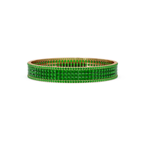 Princess-cut emerald green colorstone multi-row bangle in rose gold
