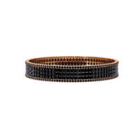 Princess-cut onyx colorstone multi-row bangle in rose gold