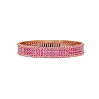 Princess-cut tourmaline pink colorstone multi-row bangle in rose gold