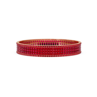 Princess-cut ruby red colorstone multi-row bangle in rose gold