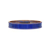 Princess-cut sapphire blue colorstone multi-row bangle in rose gold