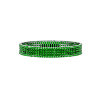 Princess-cut emerald green colorstone multi-row bangle in white gold