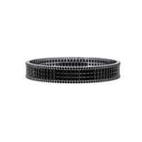 Princess-cut onyx colorstone multi-row bangle in white gold