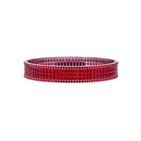 Princess-cut ruby red colorstone multi-row bangle in white gold