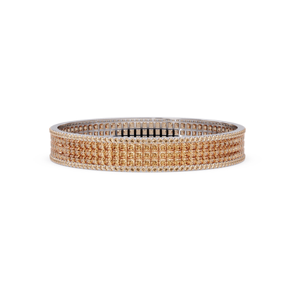 Princess-cut champagne topaz colorstone multi-row bangle in white gold