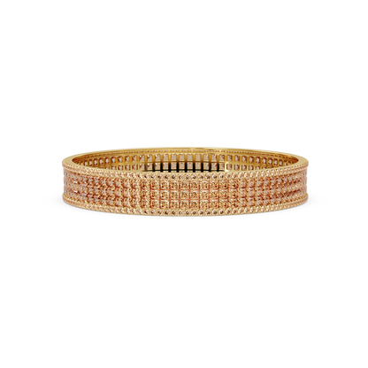 Princess-cut champagne topaz colorstone multi-row bangle in yellow gold