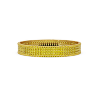 Princess-cut citrine yellow colorstone multi-row bangle in yellow gold