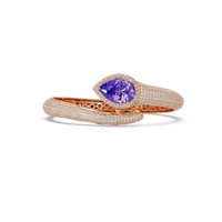 Lunéa Paris pear gemstone pavé open cuff bracelet in rose gold, amethyst purple stone