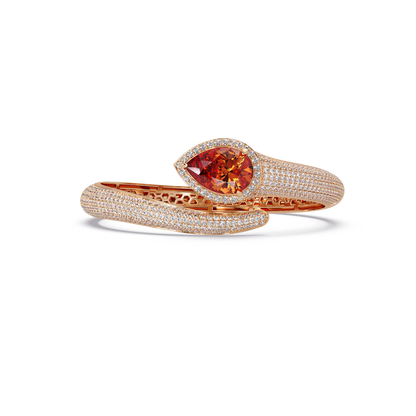 Lunéa Paris pear gemstone pavé open cuff bracelet in rose gold, champagne topaz stone
