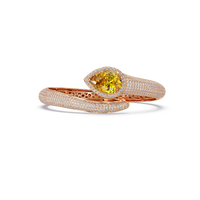 Lunéa Paris pear gemstone pavé open cuff bracelet in rose gold, citrine yellow stone