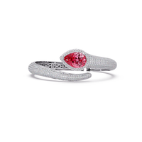Lunéa Paris pear gemstone pavé open cuff bracelet in white gold, tourmaline pink stone