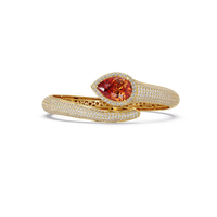 Lunéa Paris pear gemstone pavé open cuff bracelet in yellow gold, champagne topaz stone