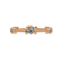 Six-stone round colorstone rope-link station bracelet in rose gold with aquamarine gemstones