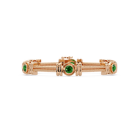 Six-stone round colorstone rope-link station bracelet in rose gold with green gemstones