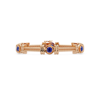 Six-stone round colorstone rope-link station bracelet in rose gold with sapphire gemstones