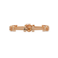 Six-stone round colorstone rope-link station bracelet in rose gold with topaz gemstones