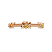 Six-stone round colorstone rope-link station bracelet in rose gold with yellow gemstones