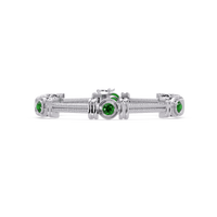 Six-stone round colorstone rope-link station bracelet in white gold with green gemstones