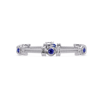 Six-stone round colorstone rope-link station bracelet in white gold with sapphire gemstones
