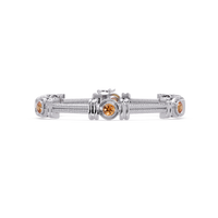 Six-stone round colorstone rope-link station bracelet in white gold with topaz gemstones