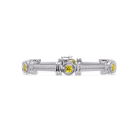 Six-stone round colorstone rope-link station bracelet in white gold with yellow gemstones