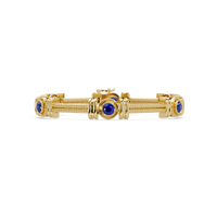 Six-stone round colorstone rope-link station bracelet in yellow gold with sapphire gemstones