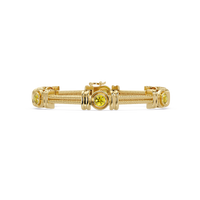 Six-stone round colorstone rope-link station bracelet in yellow gold with yellow gemstones