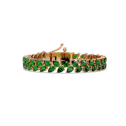 Pear-cut green colorstone tennis bracelet in rose gold
