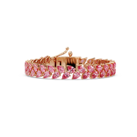 Pear-cut pink colorstone tennis bracelet in rose gold