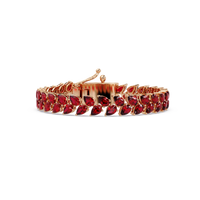 Pear-cut red colorstone tennis bracelet in rose gold
