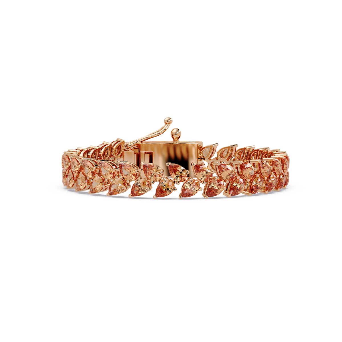 Pear-cut topaz colorstone tennis bracelet in rose gold