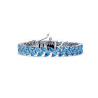 Pear-cut aquamarine colorstone tennis bracelet in white gold