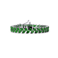Pear-cut green colorstone tennis bracelet in white gold