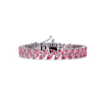 Pear-cut pink colorstone tennis bracelet in white gold