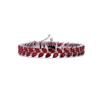 Pear-cut red colorstone tennis bracelet in white gold
