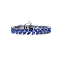 Pear-cut sapphire colorstone tennis bracelet in white gold