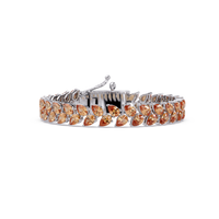 Pear-cut topaz colorstone tennis bracelet in white gold