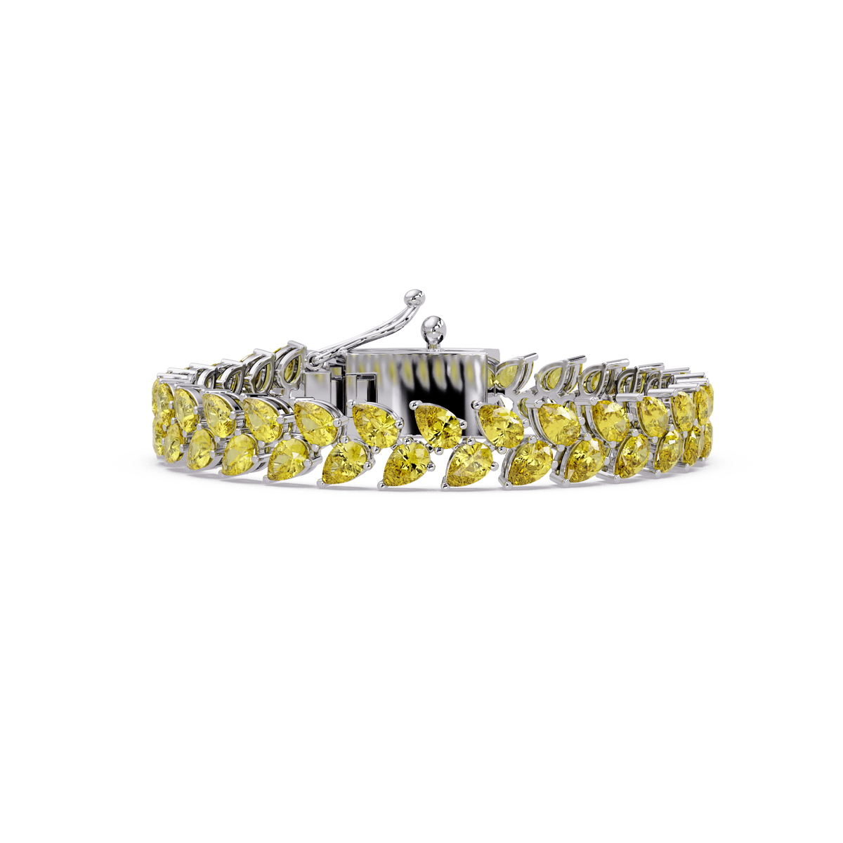 Pear-cut yellow colorstone tennis bracelet in white gold