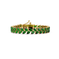 Pear-cut green colorstone tennis bracelet in yellow gold