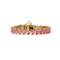 Pear-cut pink colorstone tennis bracelet in yellow gold