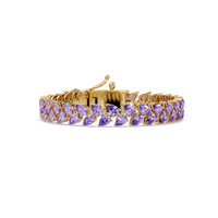 Pear-cut purple colorstone tennis bracelet in yellow gold