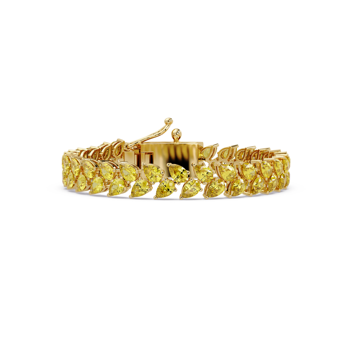 Pear-cut yellow colorstone tennis bracelet in yellow gold