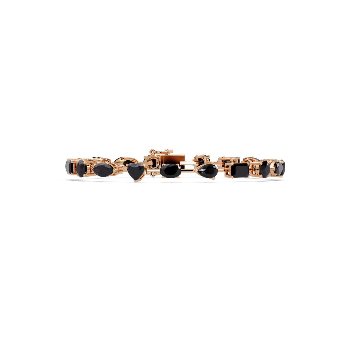 Mixed-shape onyx colorstone tennis bracelet in rose gold