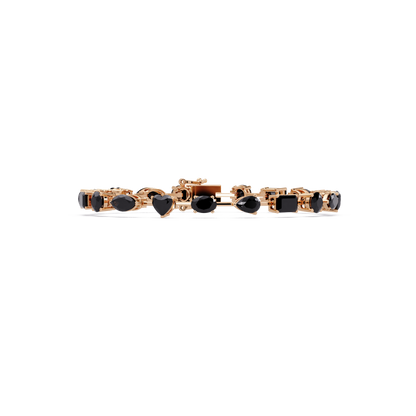 Mixed-shape onyx colorstone tennis bracelet in rose gold