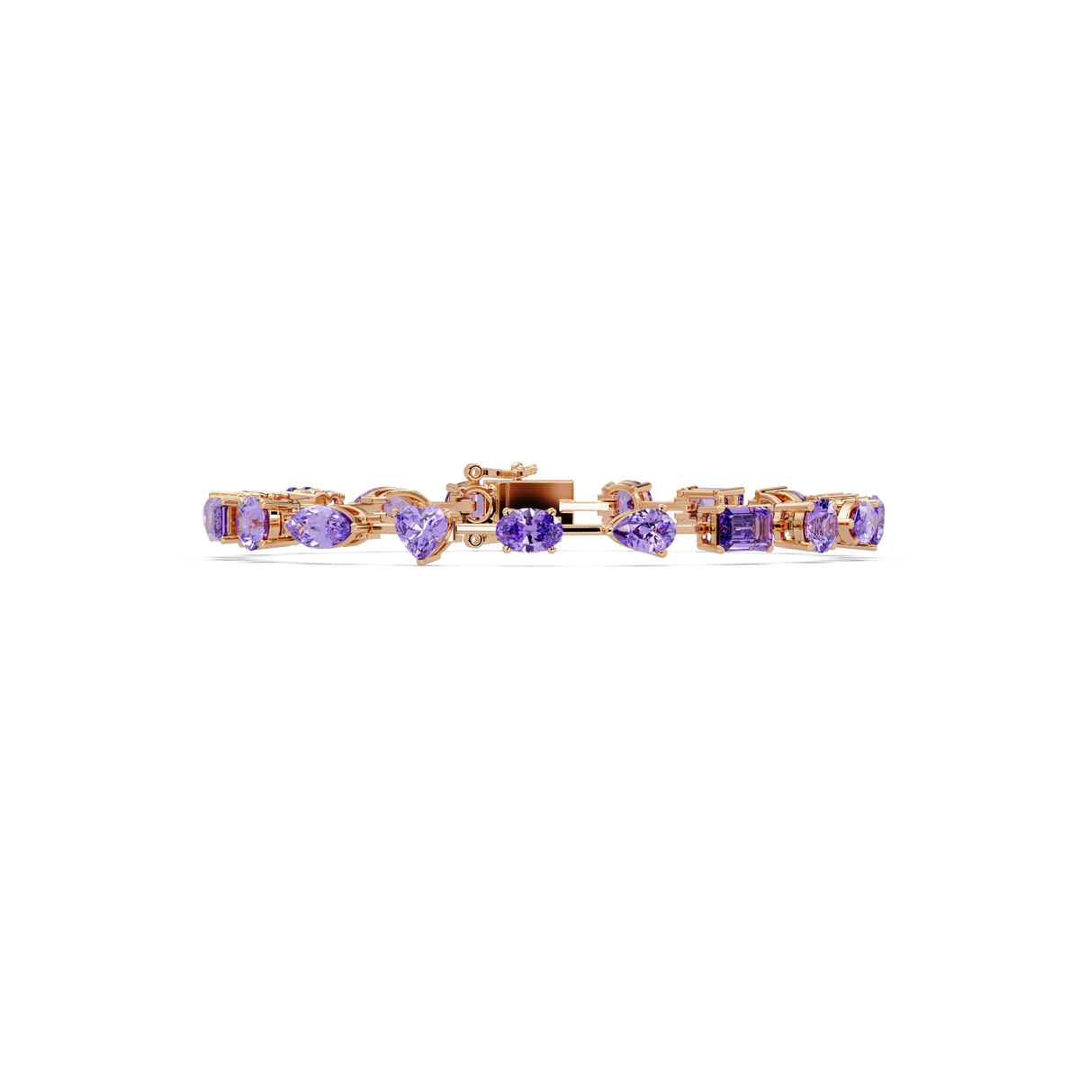 Mixed-shape purple colorstone tennis bracelet in rose gold